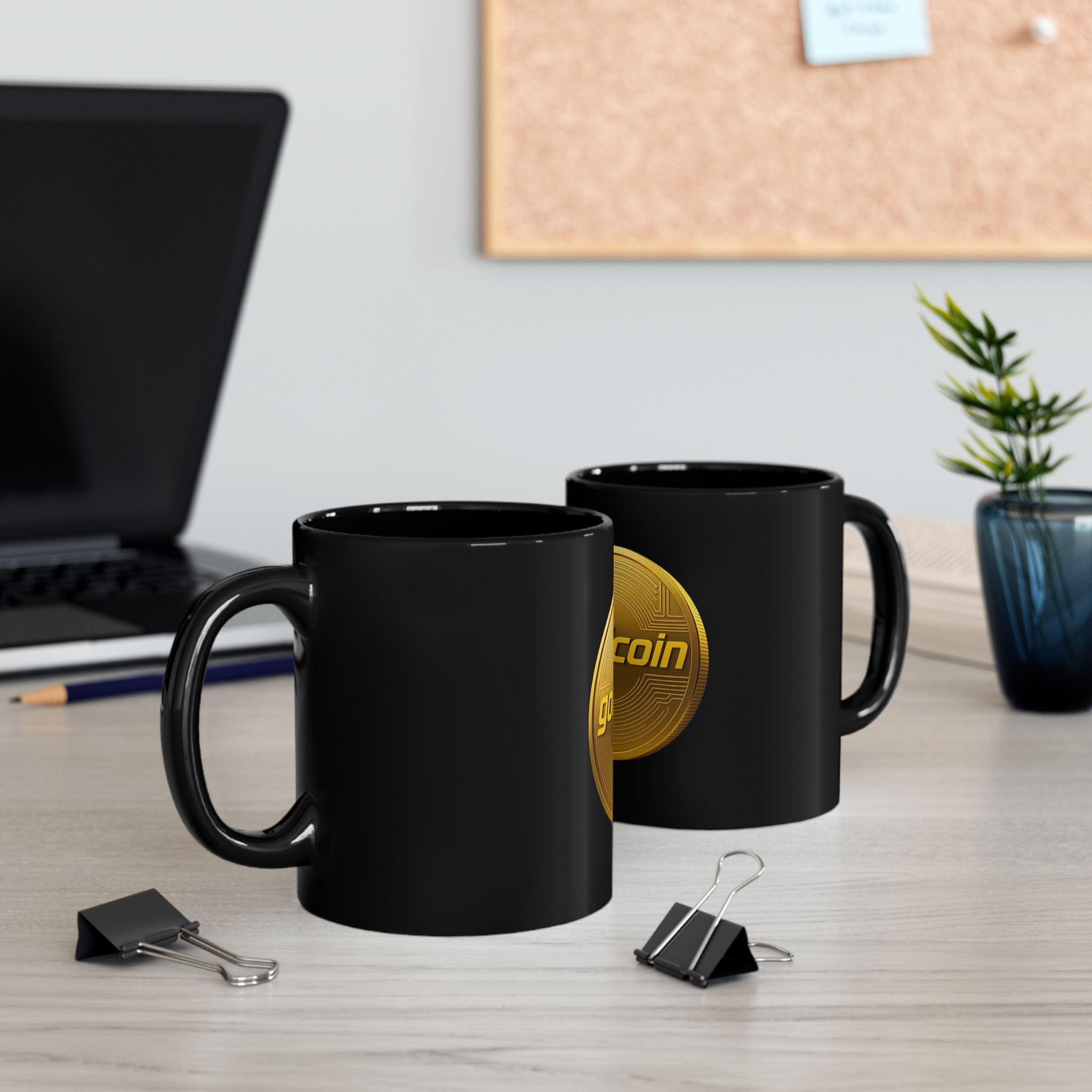 Goldcoin Logo Black Mug — Crypto Coffee Cup (11oz & 15oz)